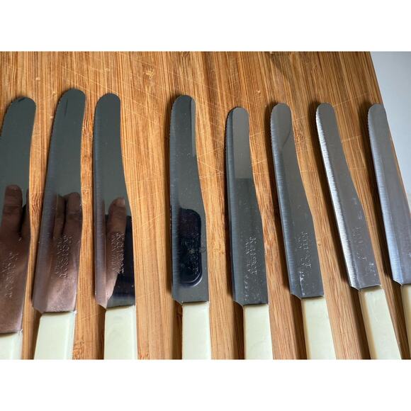 Set Of 12 Kaiser Inox Italy Butter Knives Ivory Handle Retro Mid Century Mod - Picture 2 of 5